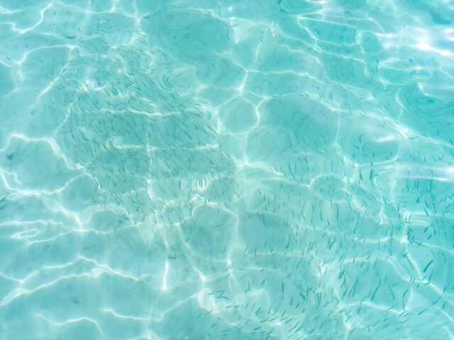 blue water with white bubbles