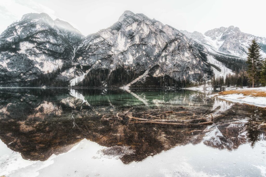 ice cap mountain near body of water