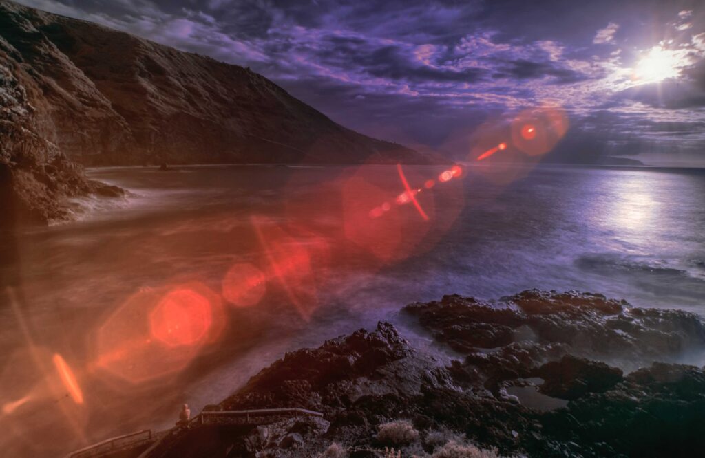 red light rays on beach